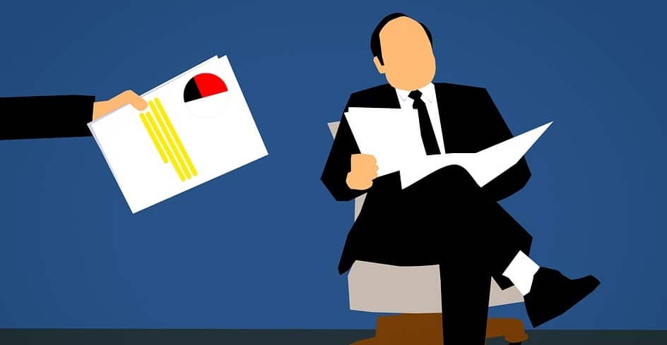 vector of a businessman reading reports