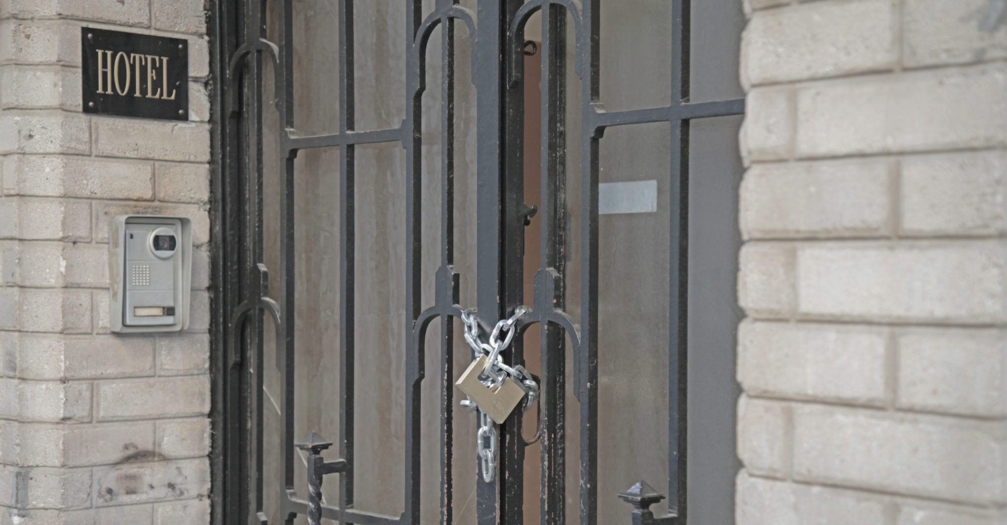 padlock on hotel gate