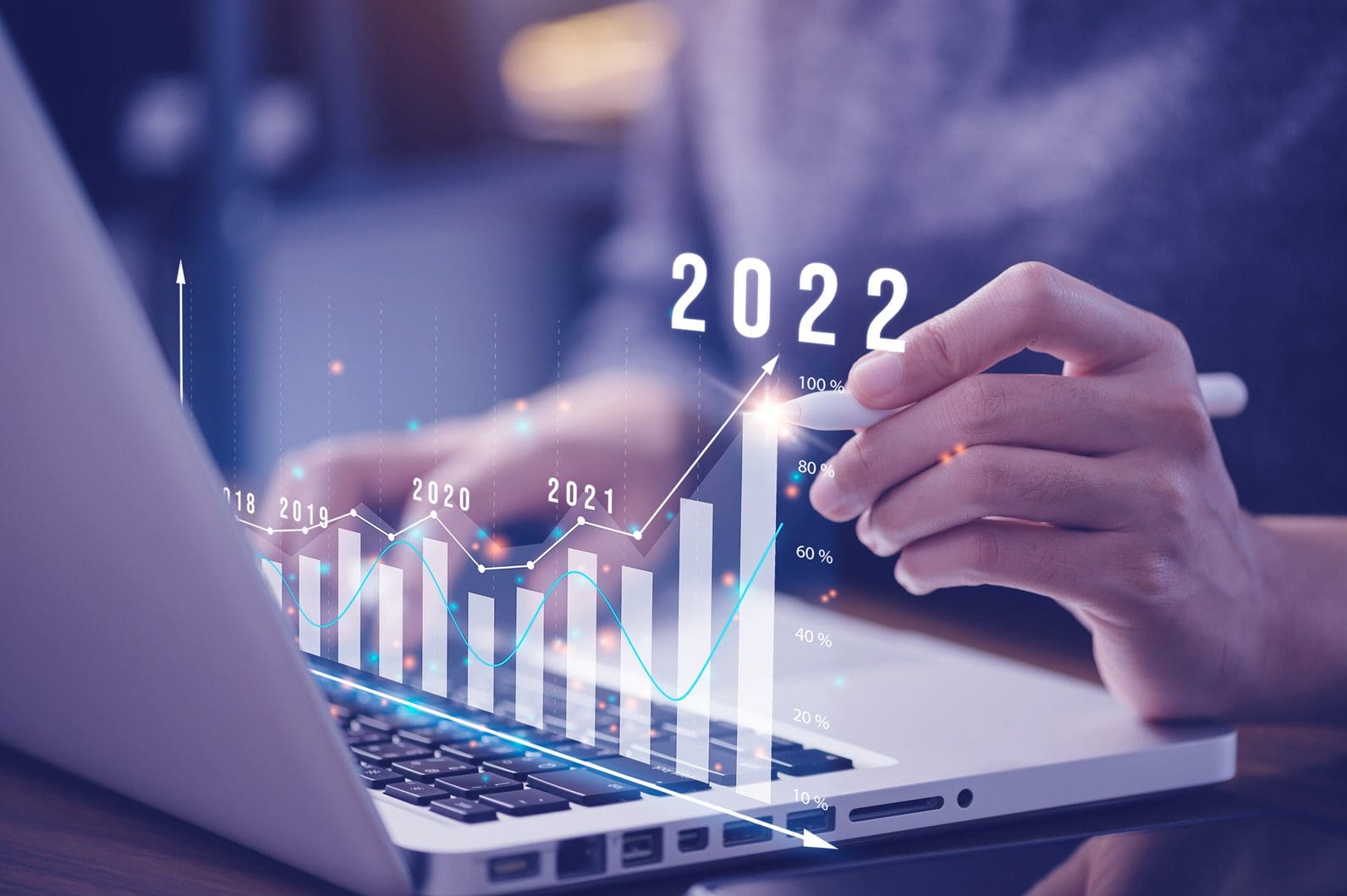 increasing investment graph over laptop