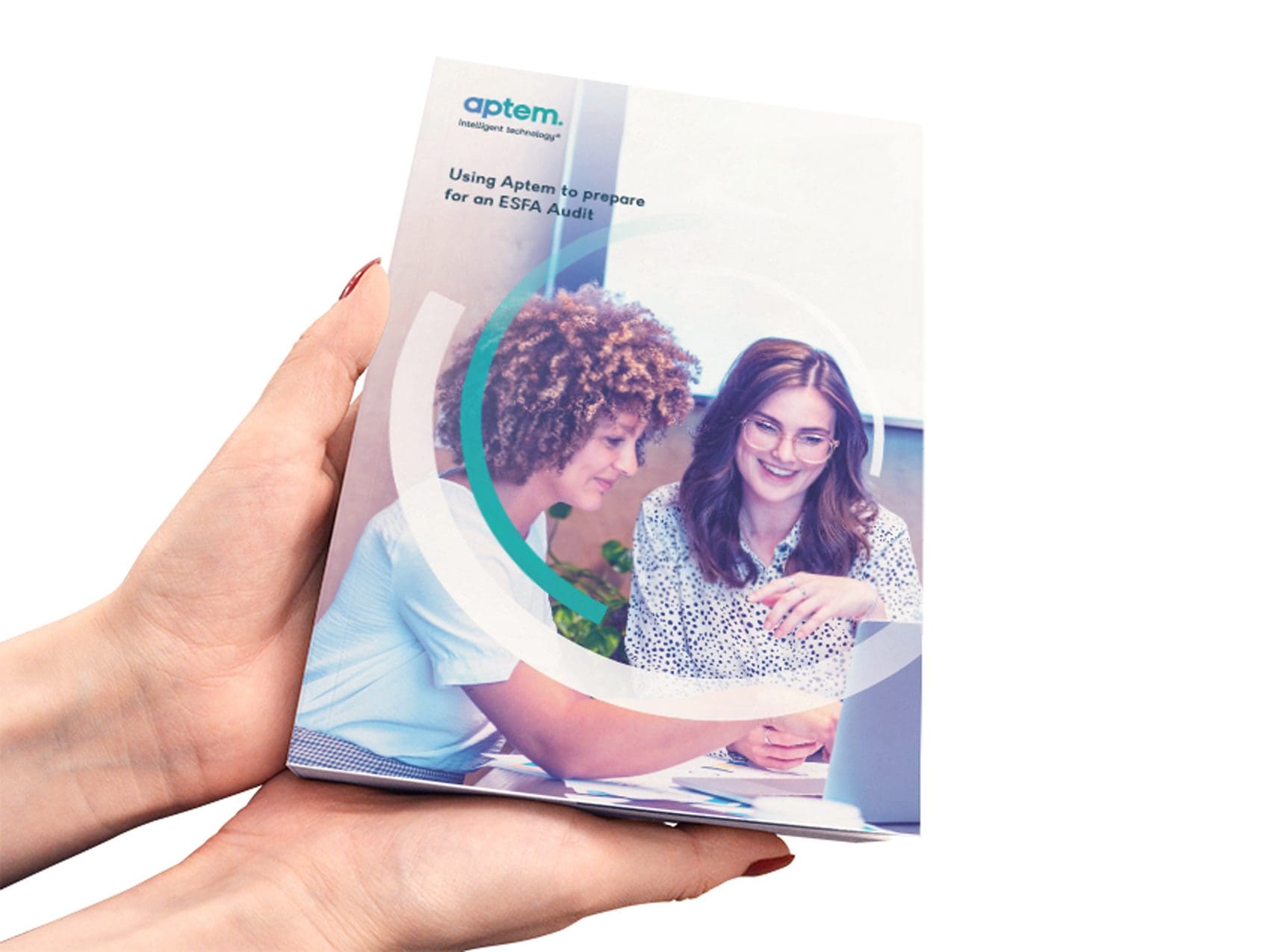 female hands holding Aptem DfE Audit document