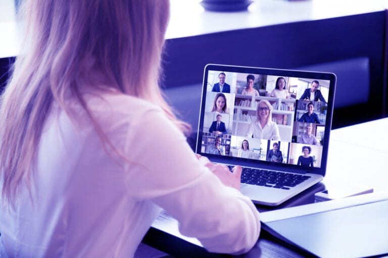 woman in an online meeting about Aptem's microsoft teams connector