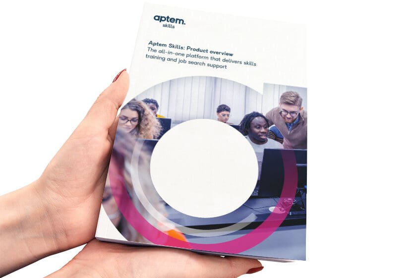 front cover of the Aptem Skills product brochure